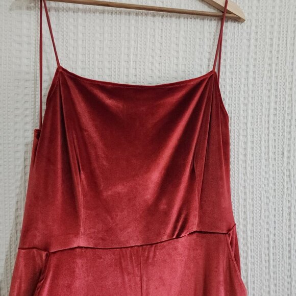 Lulus Hopeful Heart Red Velvet Backless Wide-Leg Jumpsuit Women's Size X-Large - Picture 10 of 14